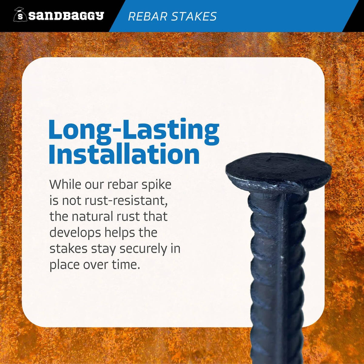 Sandbaggy 48" Steel Rebar Stakes with Nail Head - Garden Stakes (#4 Rebar - 1/2" Diameter) - l-Shape - Ground Stake, Pins, Landscaping Spikes, Construction (10, Count)