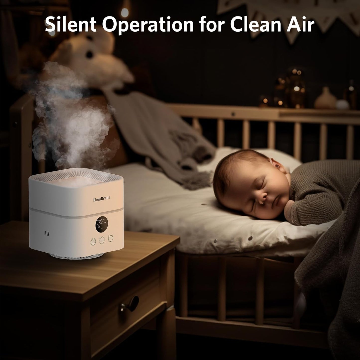 Air Purifier and Humidifier Combo for Bedroom, Covers Up to 200ft², H13 True HEPA Filter, 400ML Water Tank, Quiet Cool Mist Top Fill Essential Oil Diffuser for Baby, Pet Room, APP Control