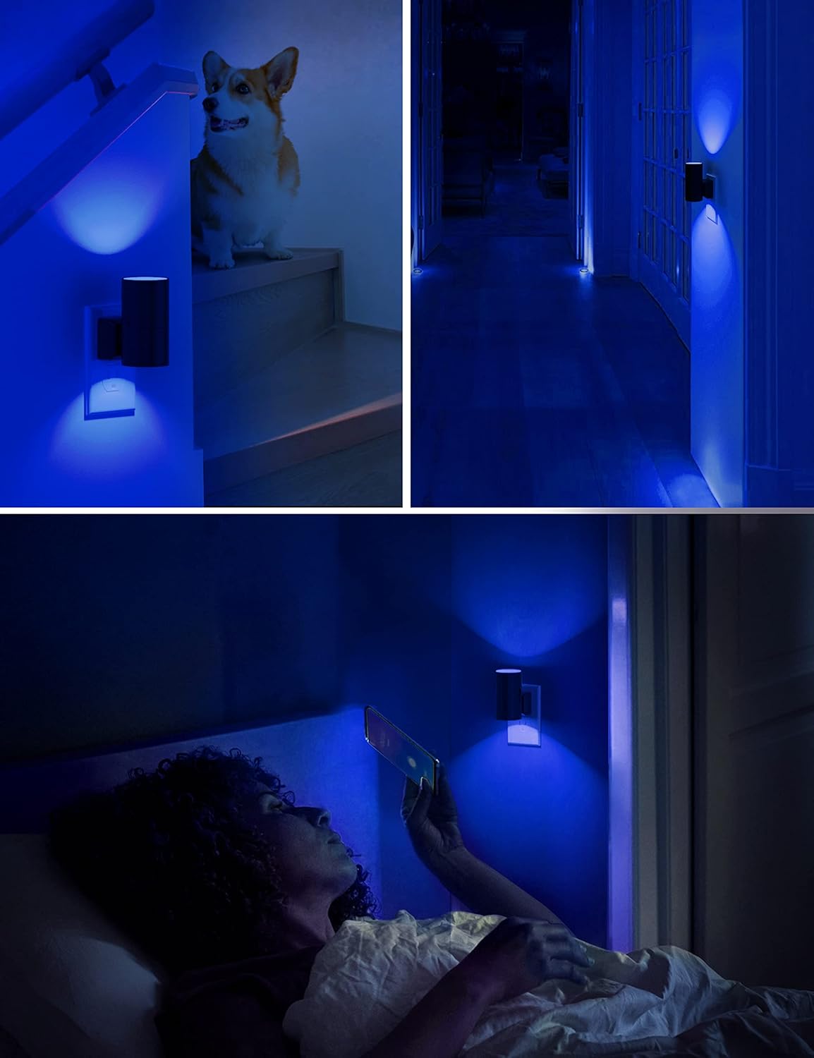 L LOHAS LED Calm Blue Night Light, Night Lights Plug into Wall, Dimmable Nightlight with Light Sensor, LED Nightlights for Bluey Home Decor, Party, Holiday, Bathroom Bedroom Hallway Kitchen, 2 Pack
