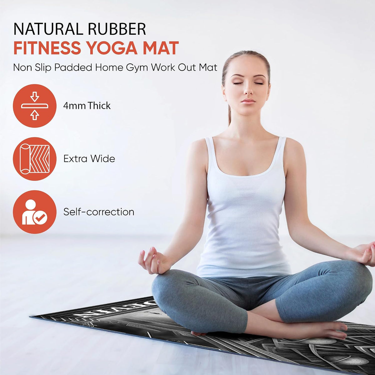 Yoga Mat, Personalized Non-Slip Natural Rubber Mat 4mm