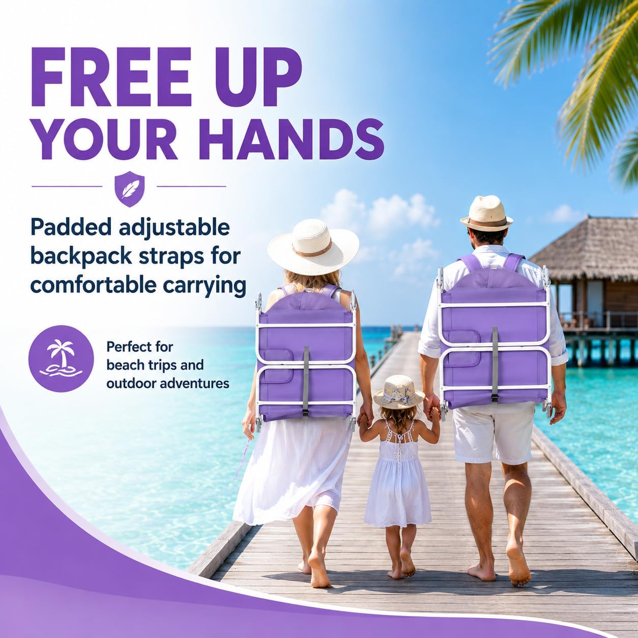 Backpack Beach Tanning Lounge Chair with Canopy Shade Face Hole Padded Adjustable Washable, 6 Position Layout Chair for Outside Sunbathing Poolside Lawn, UPF 50+ Wind-Resistant Sun Shade, Patented