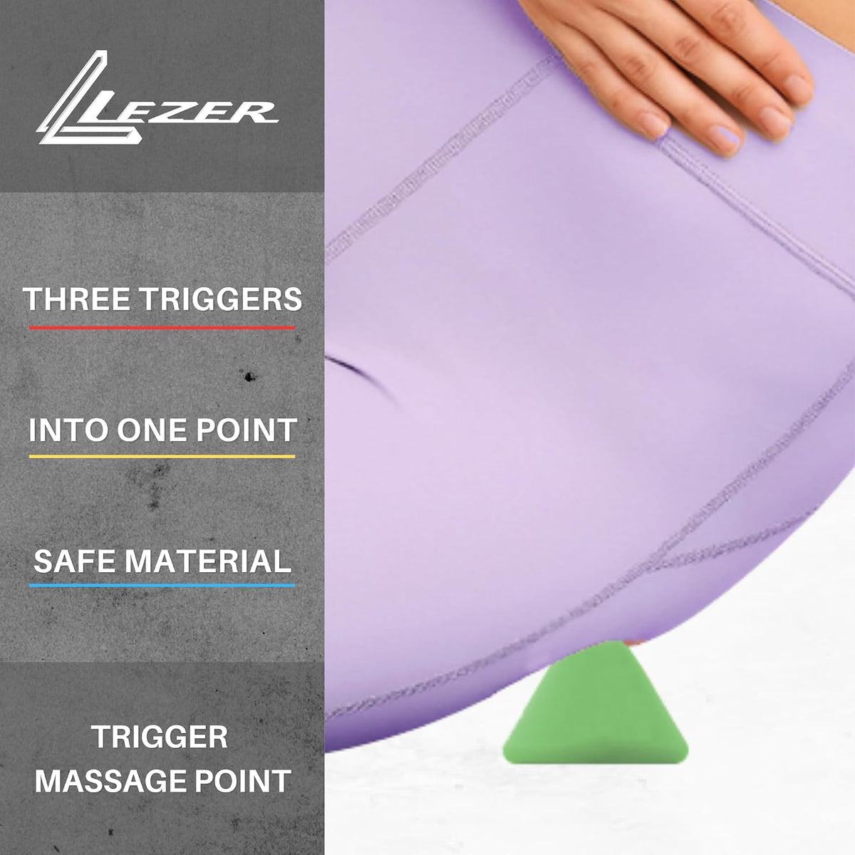 LEZER, Trigger Massage Point, Manual Massage Ball, Muscle Knots Relief Tool, Myofascial Release, Physical Therapy, Plantar Fasciitis, Set of 2 (Green Trigger and Black Ball)