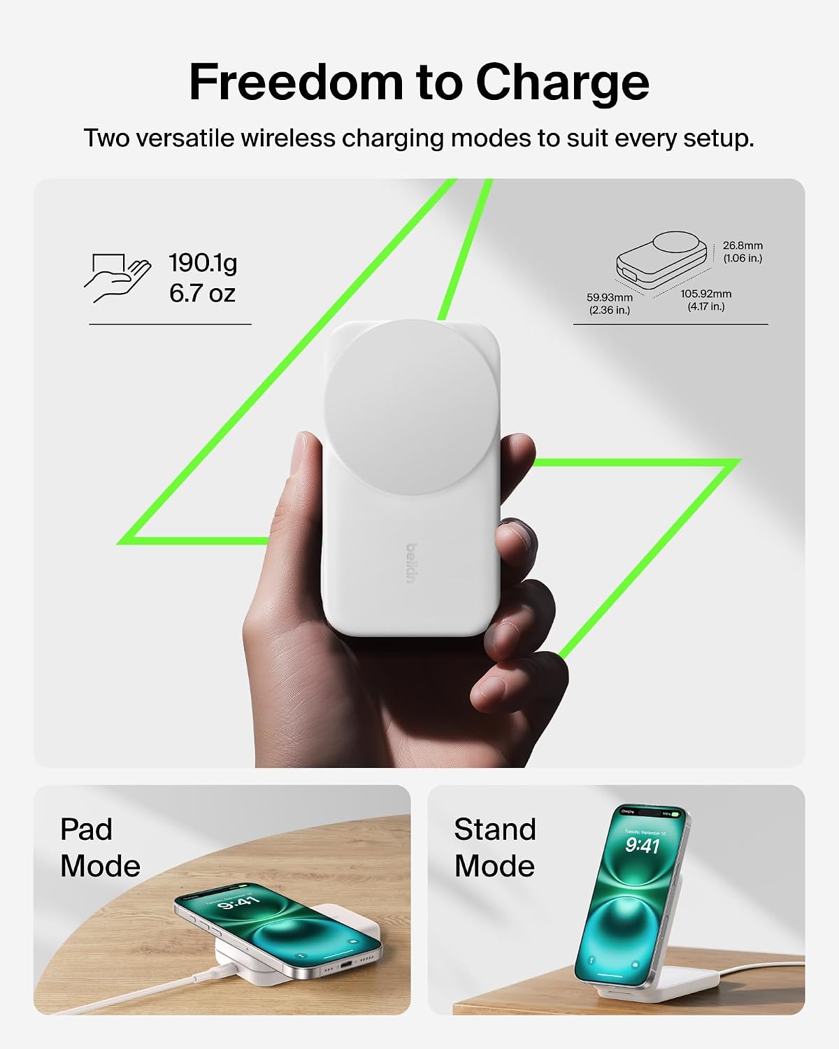 Belkin Qi2.2 25W Wireless 3 in 1 Foldable Fast Charging Station for iPhone | Fast Charigng, MagSafe Compatible, iPhone 17/16/15, Apple Watch, AirPods, Travel Charger, Magnetic