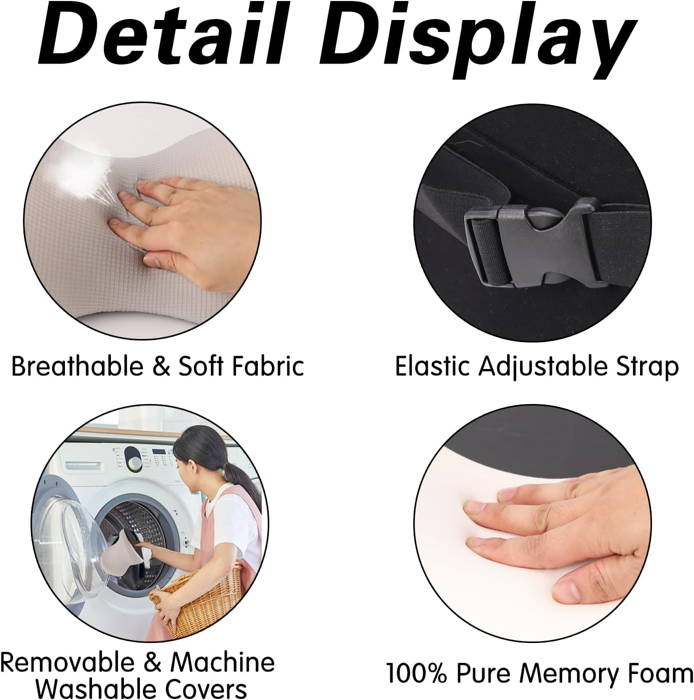 SPRFUFLY Cozy Car Headrest Pillow, Car Pillow for Driving with Adjustable Strap, Breathable Removable Cover & Ergonomic Design - Softness Travel Car Neck Pillow(Moonlight Silver, 1PC)