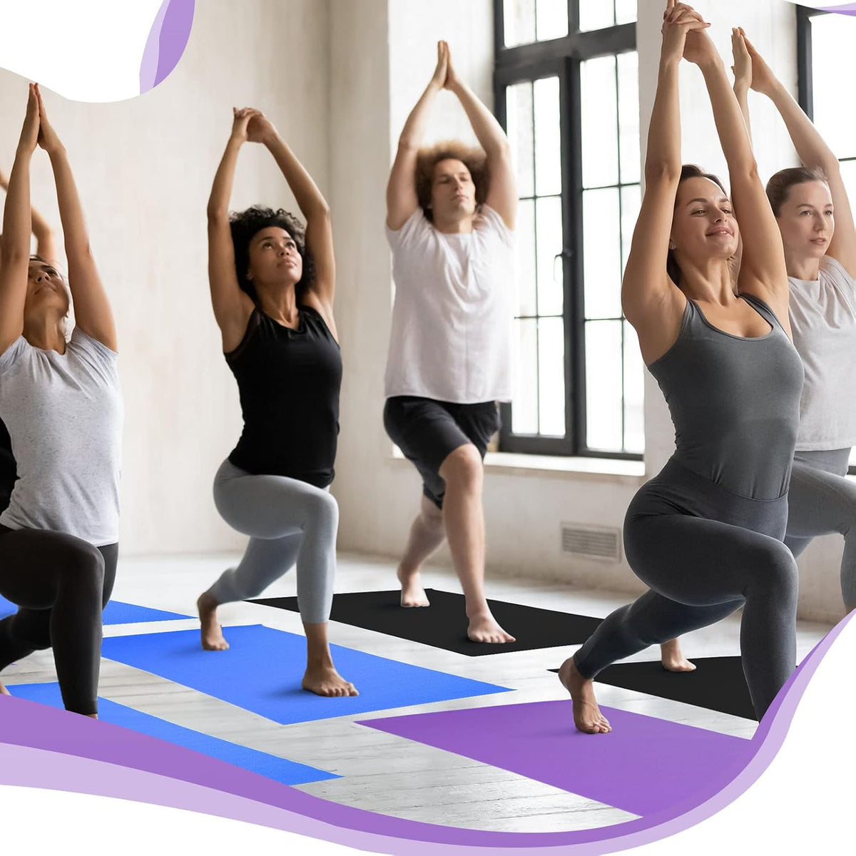 Amylove 12 Pieces Yoga Mats Bulk 68x24x0.12 Inch Exercise Non Slip Fitness Workout Mats for Women Men Home Workout Gym Yoga