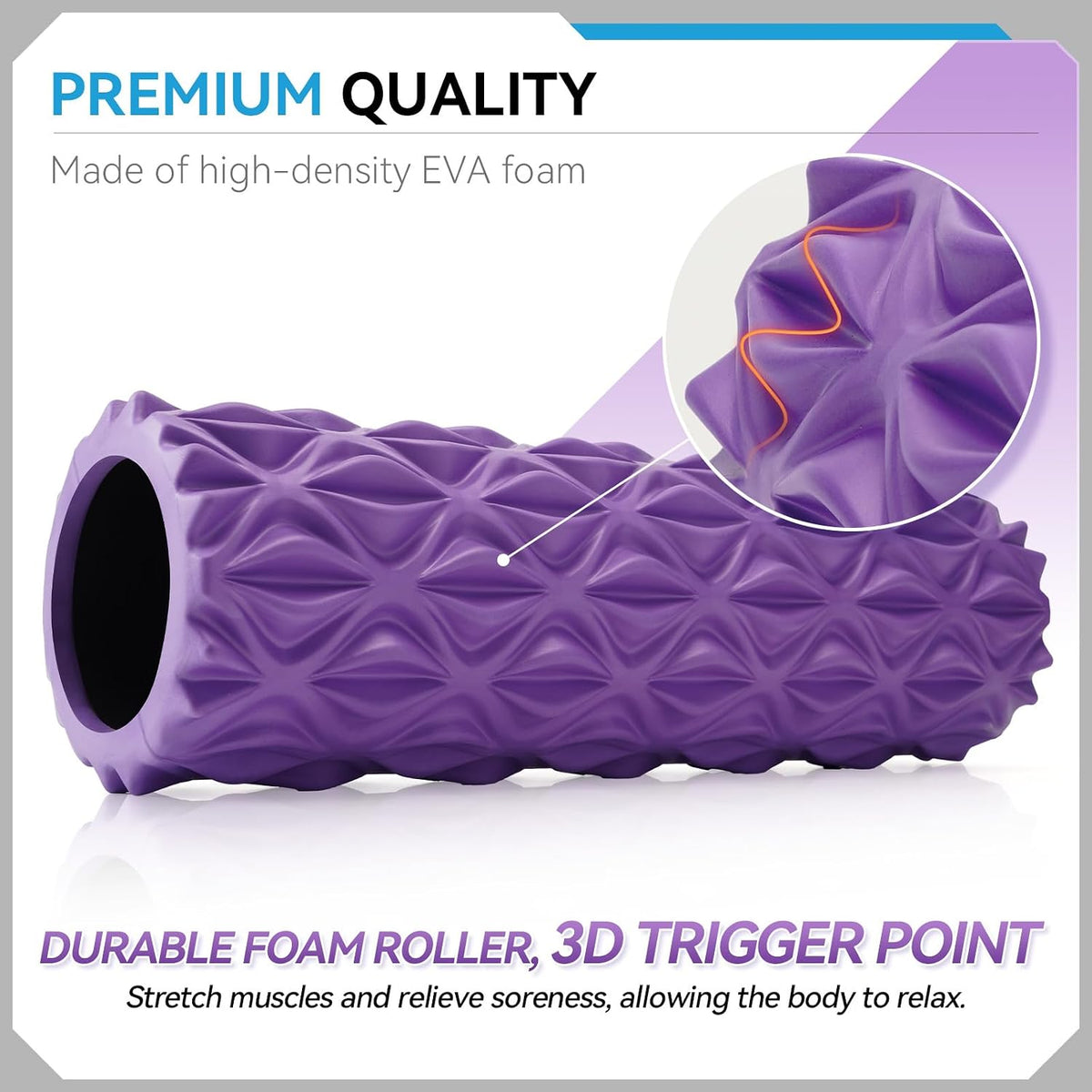Foam Roller, 15 inch High Density Massage Roller for Exercise