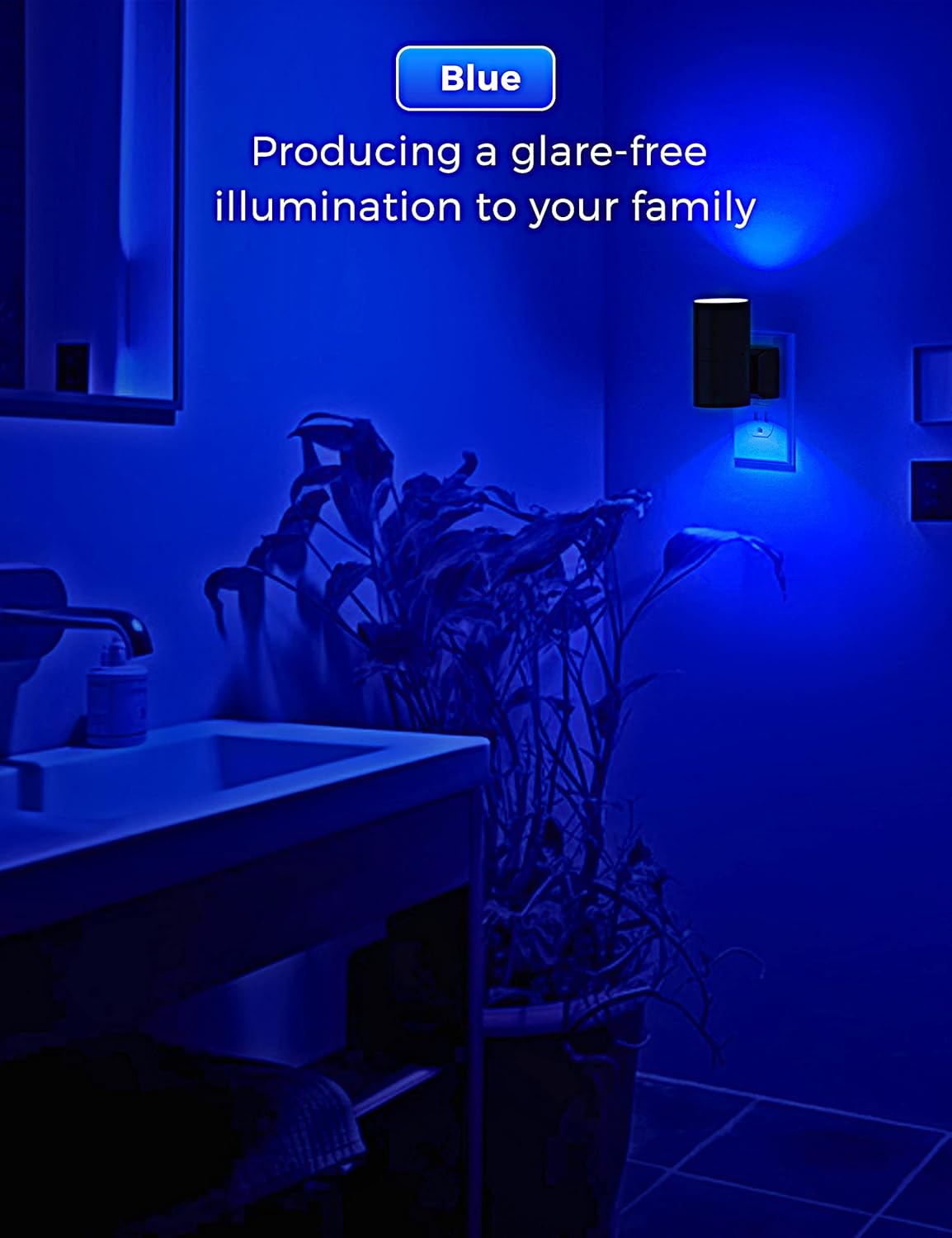 L LOHAS LED Calm Blue Night Light, Night Lights Plug into Wall, Dimmable Nightlight with Light Sensor, LED Nightlights for Bluey Home Decor, Party, Holiday, Bathroom Bedroom Hallway Kitchen, 2 Pack