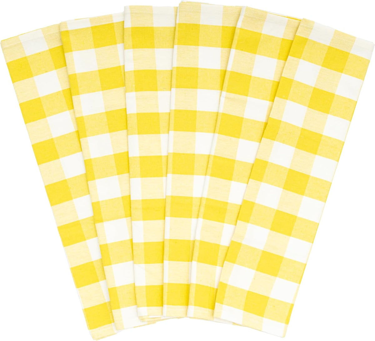 Yellow Dish Towels - Highly Absorbent, Lint-Free, 100% Cotton, Large Size, 30"x20", 6 Pack, Soft Fabric Yellow Kitchen Towels - Durable and Versatile Tea Towels Set with Hanging Loop (6 Pack)