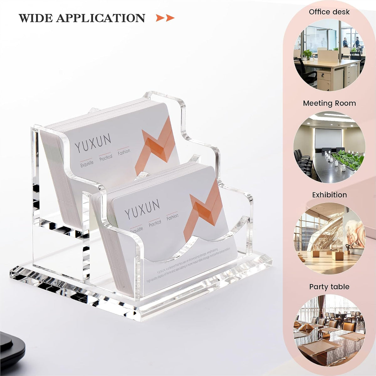 YUXUN Acrylic Business Card Holder for Desk-2 Tier 2 Slots