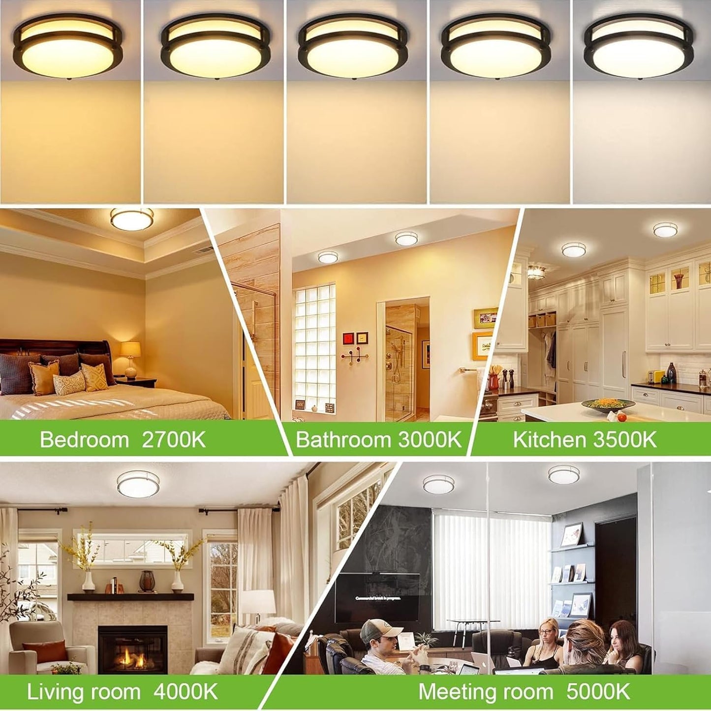 hykolity 13 inch Flush Mount LED Ceiling Light Fixture, 2700K/3000K/3500K/4000K/5000K Adjustable Ceiling Lights, Oil Rubbed Bronze Saturn Dimmable Lighting for Hallway Bathroom or Kitchen, ETL Listed