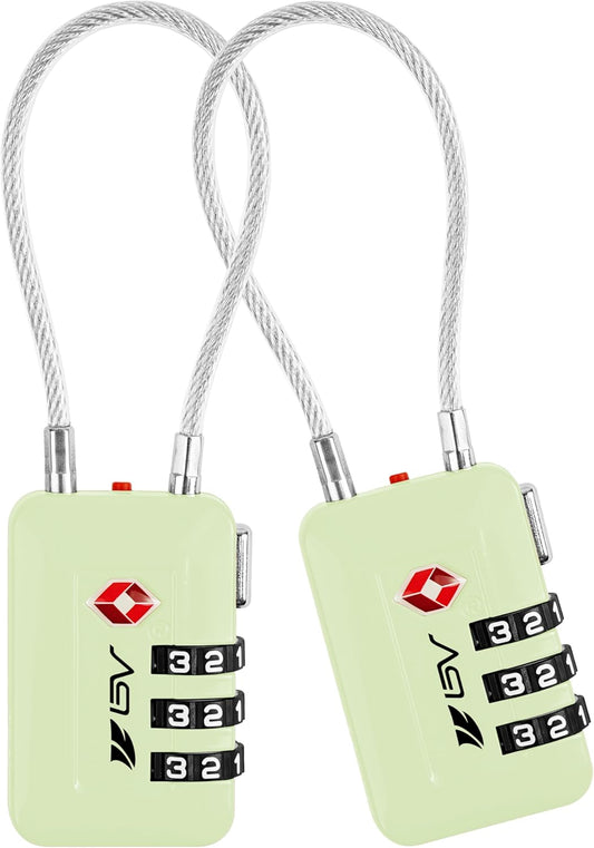 TSA Accepted Luggage Travel Lock, Set-Your-Own Combination Lock for School Gym Locker, Luggage Suitcase Baggage Locks, Filing Cabinets, Toolbox, Case (Mint Green, 2 Pack)