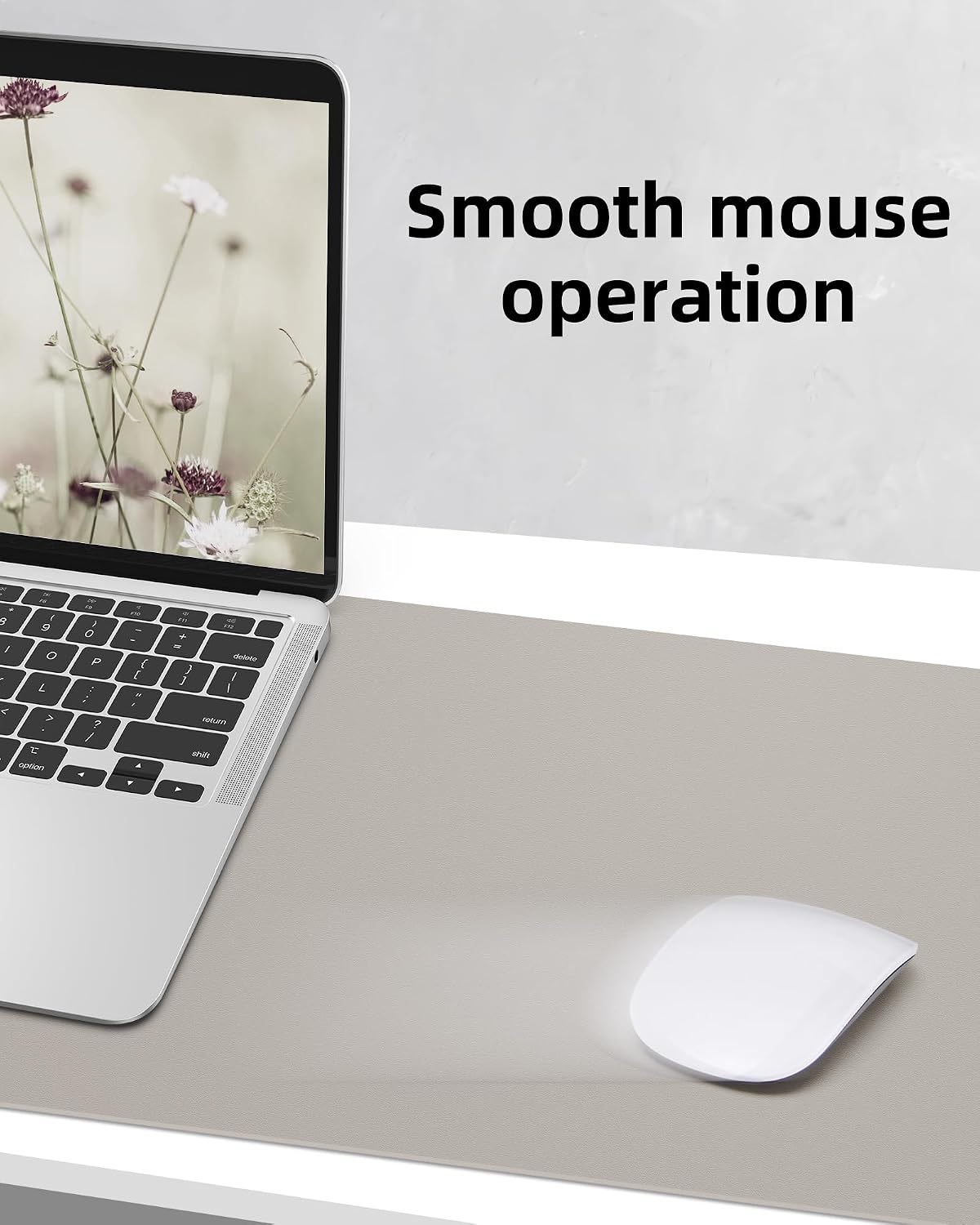 AFIING Leather Desk Pad Protector,55" x 17" Office Desk Mat, Large Mouse Pad, Non-Slip PU Leather Desk Blotter, Laptop Desk Pad, Waterproof Desk Writing Pad for Office and Home (Light Grey)