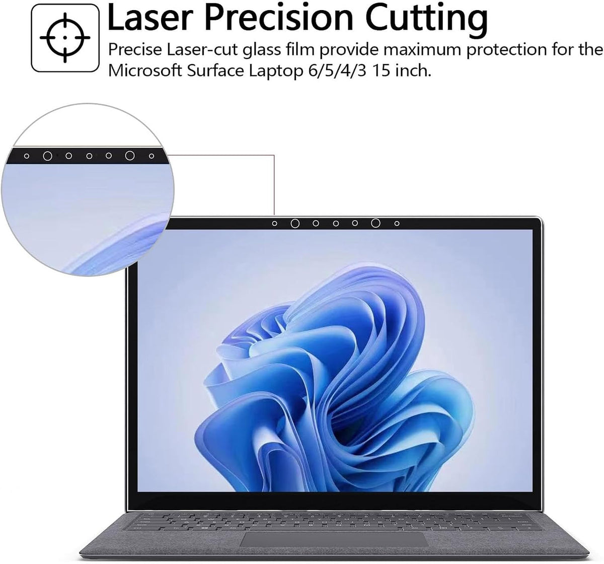 Megoo Screen Protector for Microsoft Surface Laptop 6/5/4/3 (15 inch), Tempered Glass/Anti Shatter/Anti scratch/Smudge Resistant/HD Clear, Support Surface Pen
