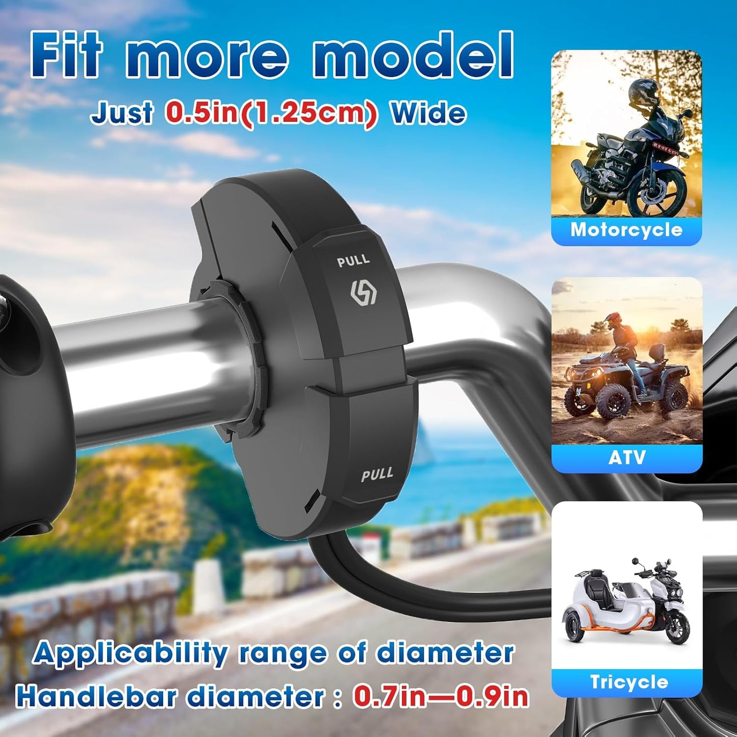 Motorcycle Phone Charger 30W PD Type-C 18W USB Quick Charger Ultra-Narrow SAE to USB Adapter IP65 Waterproof Motorcycle Accessories for Phones/Tablets