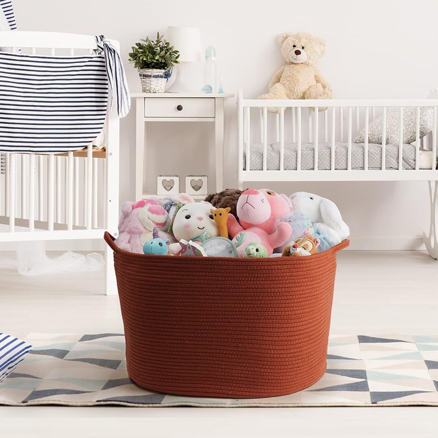 Maliton Woven Rope Blanket Basket Living Room, Storage Basket for Toy, 90L | 22"x14" Cotton Rope Basket. Holds Blankets, Toys & Towels & Laundry. For Bedroom, Nursery, Bath & Playroom. Soft & Durable