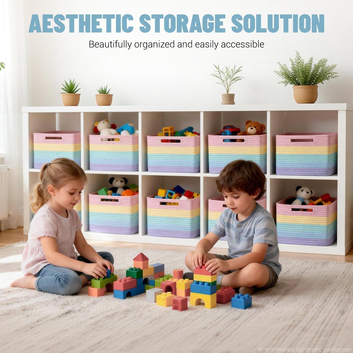 5 Pack Woven Storage Baskets, Decorative Storage Bins for Organizing
