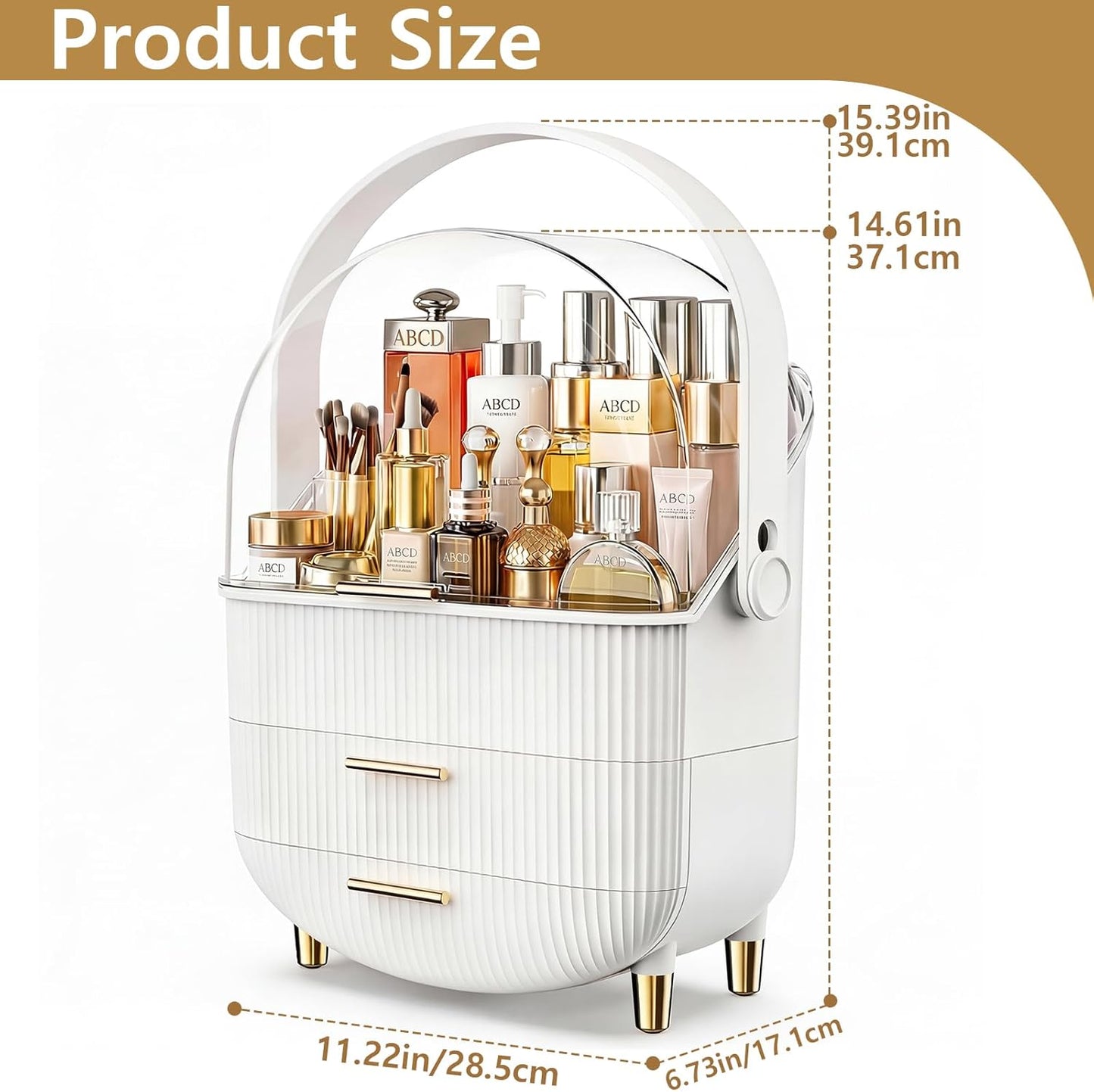 Makeup Organizer Skincare Organizers - Cosmetic Display Cases with Transparent Cover, SkinCare Organizers for Bathroom Countertop, Bedroom Vanity Desk, Lipstick Organizer, White