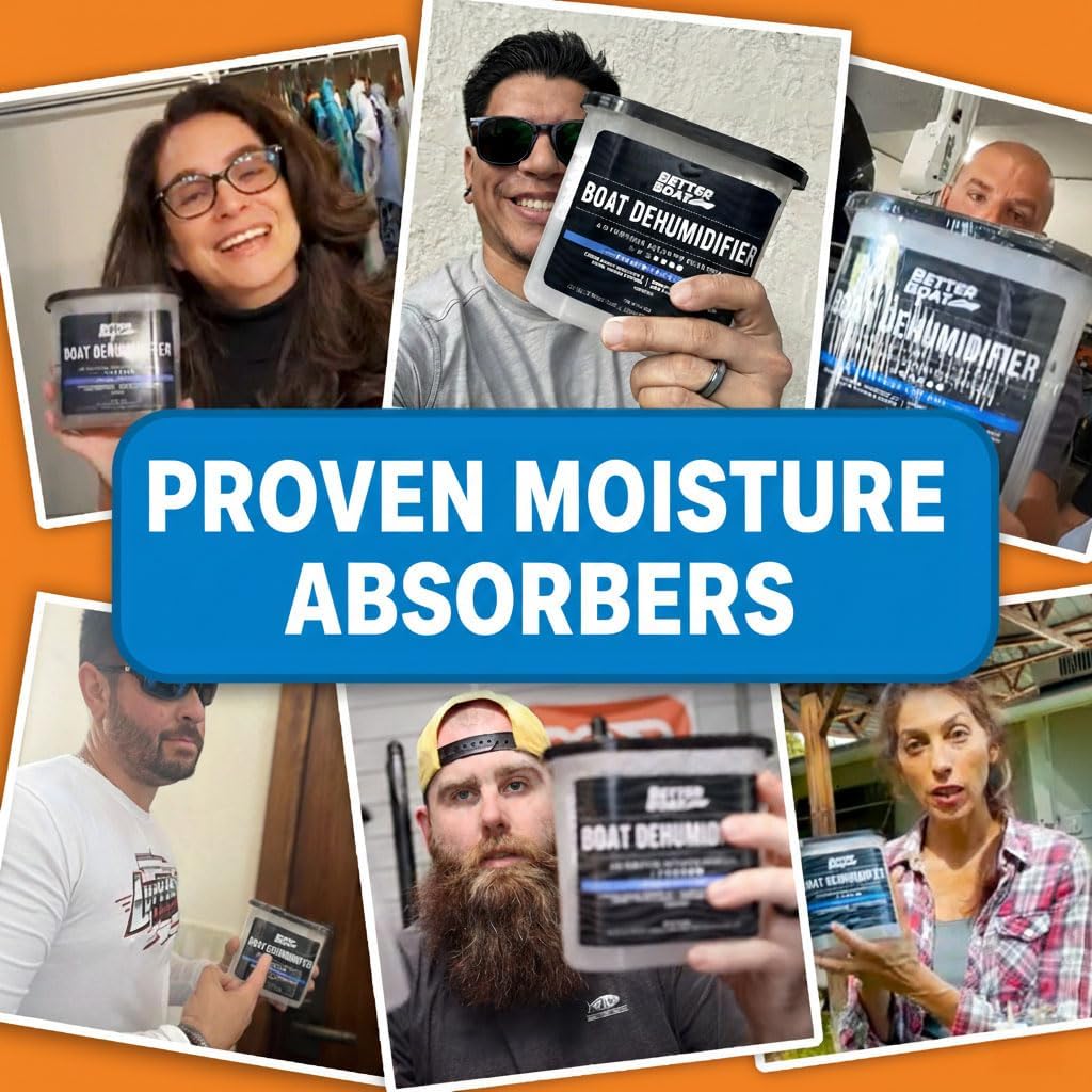 Moisture Absorber 6 Pack with Activated Charcoal Dehumidifier Bucket, Unscented Odor Absorber for Closet Basement Bathroom Boat RV, Disposable - Better Boat