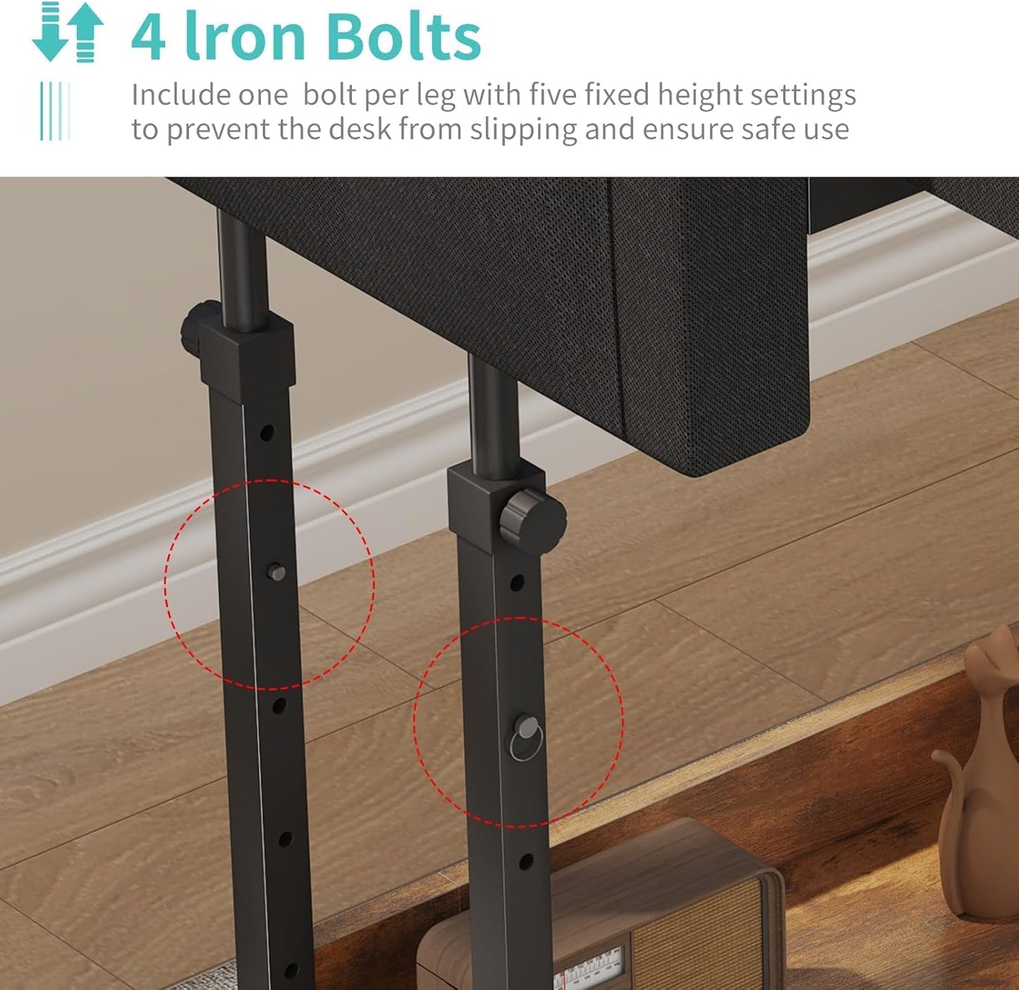 WINAZ Rolling Standing Desk Adjustable Height with Drawers on Wheels, 40 Inch Portable Mobile Stand Up Computer Desks for Bedroom Home Office, Couch Sofa Side Laptop Table with Storage, Rustic Brown