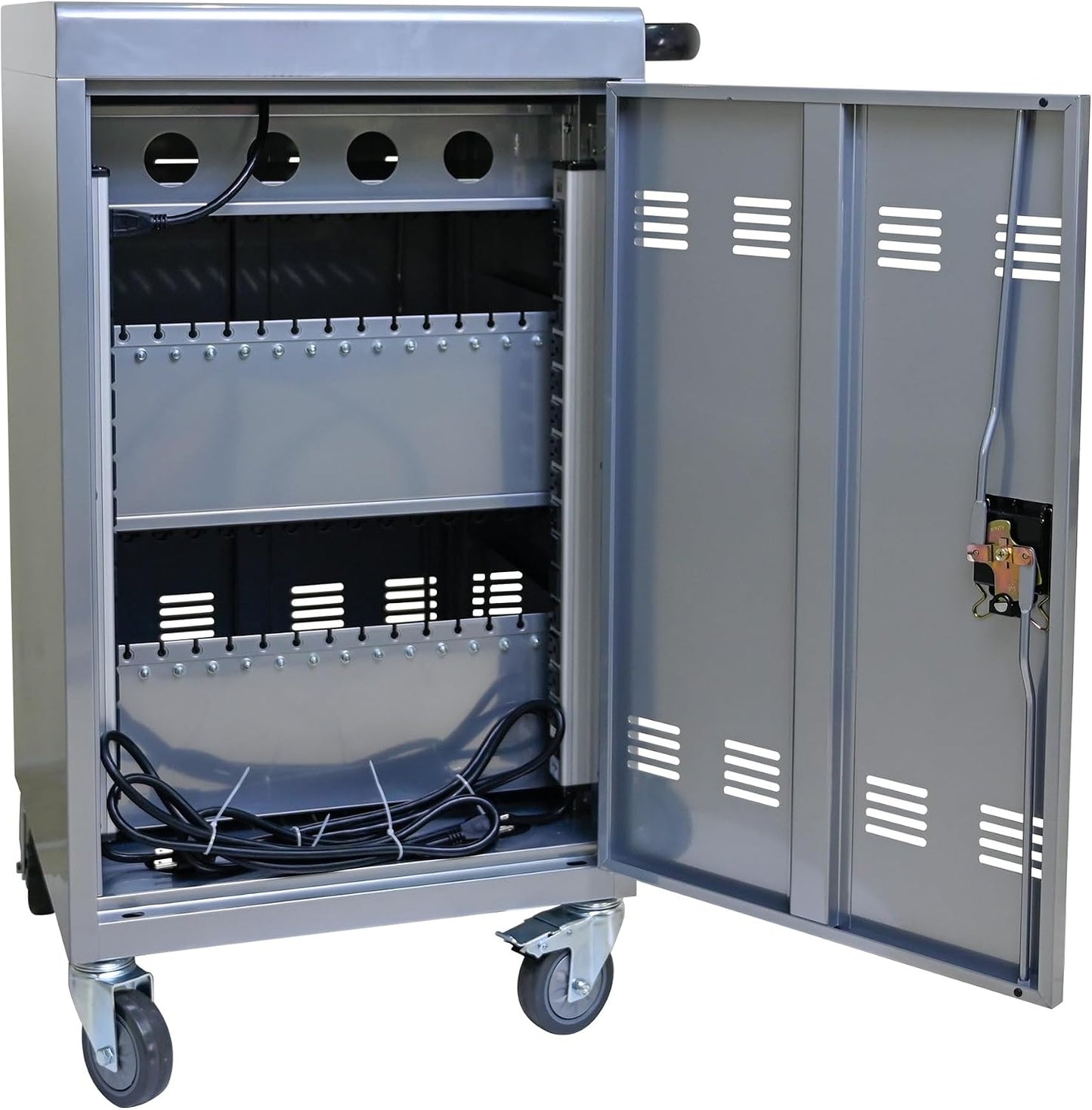 35-Bay Mobile Charging Cart with 31+4 Ports, Silver | Laptop Storage, 31+4 Charging Ports, Cord Management, Access Lock, for iPads/Chromebooks, for School/Business