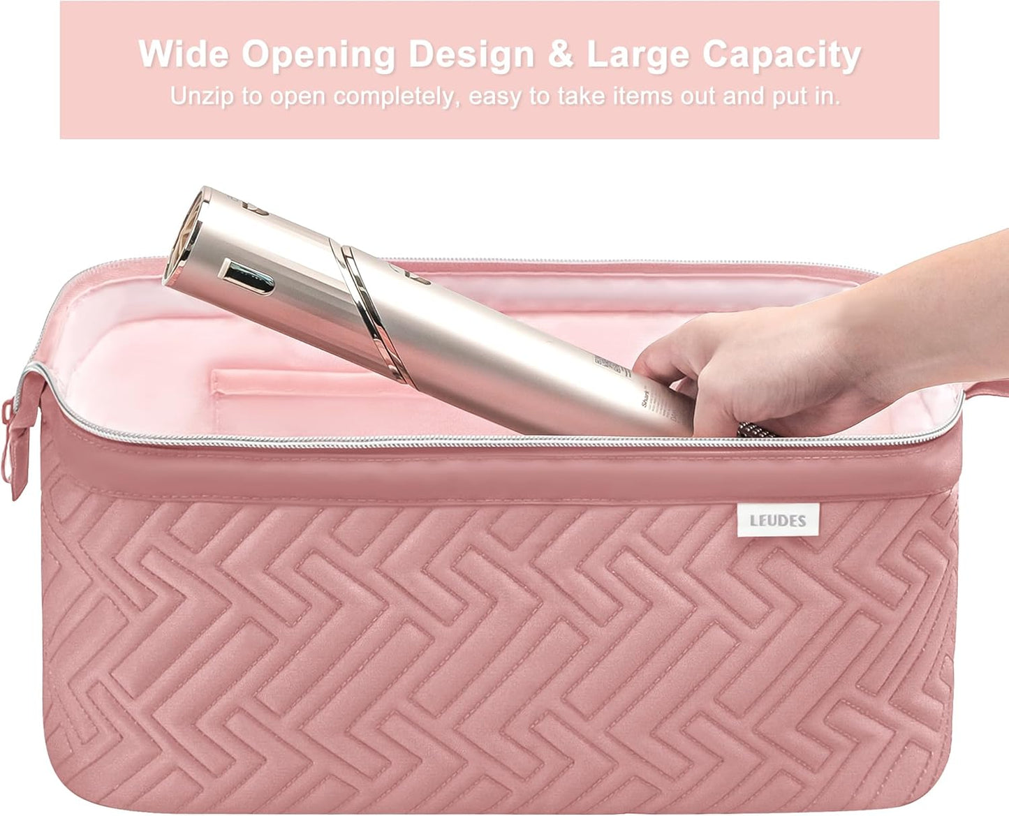 Leudes Hair Tools Travel Bag for Shark Flexstyle Carrying Case Portable Shark Hair Air Wrap Dryer Case Waterproof Dustproof Flat Curling Iron Travel Organizer (Dark Pink)