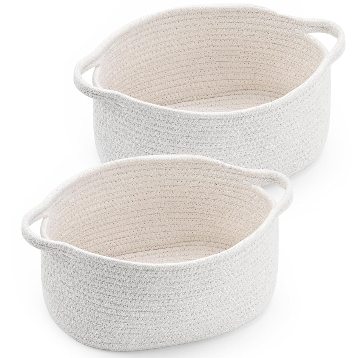 Happyiren Cute Woven Storage Basket with Handle, Baskets for Gifts Empty | 2 Pack Gift Baskets for Birthday Baby Shower Raffle Burr Fundraiser Teacher, Decorative Organizer Box for Home Refresh
