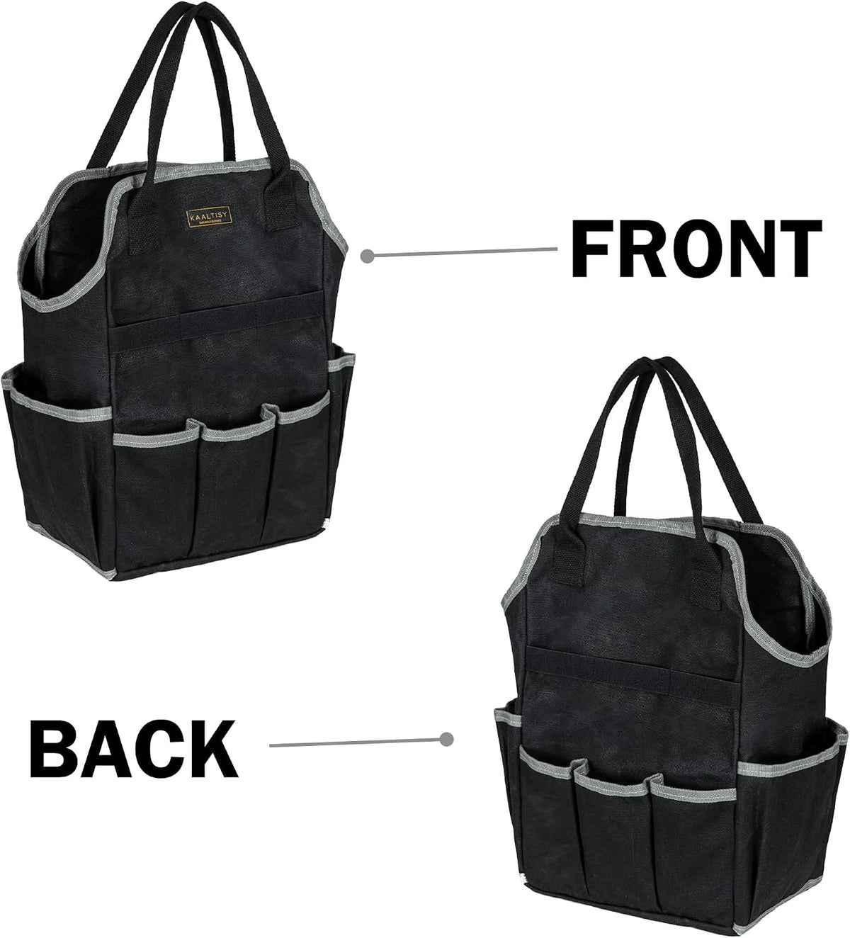Garden Tool Bag | Heavy-Duty 16oz Waxed Canvas Garden Tool Tote with 8 Pockets | L9.5" x W6" x H15.5" | Tools Storage Bag for Gardeners, Portable Tool Organizer for Garden Essentials