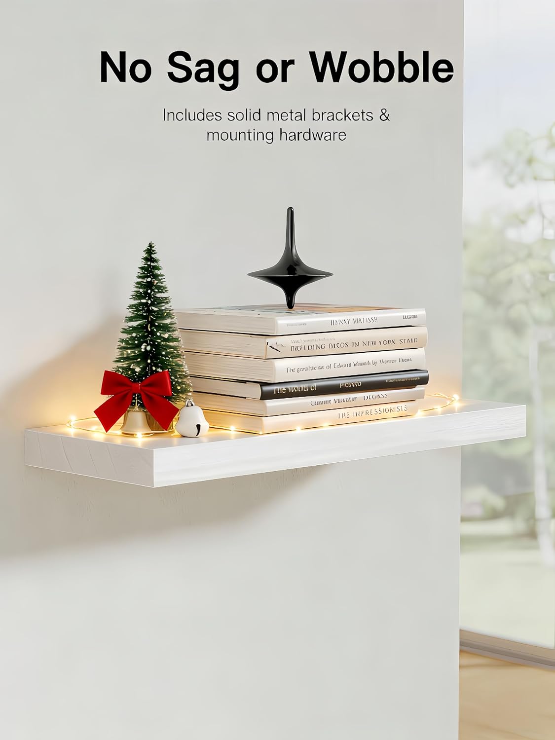 AMADA HOMEFURNISHING Floating Shelves, Paulownia Wood Wall Shelves for Bathroom/Living Room/Bedroom/Kitchen, Wood Floating Shelf for Home Storage & Organization, Set of 4 15.75" L x 5.91" W x 0.98" H