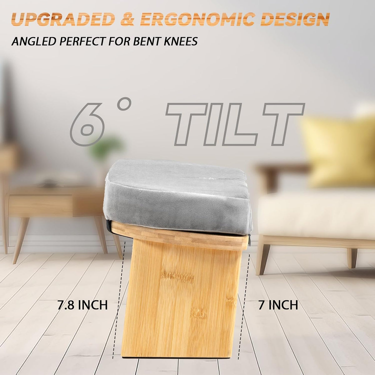 Meditation Bench, Bamboo Meditation Stool, Folding Kneeling Meditation Bench, Seiza Prayer Bench, Prayer Bench with Meditation Cushion, Kneeling Stool (Grey)