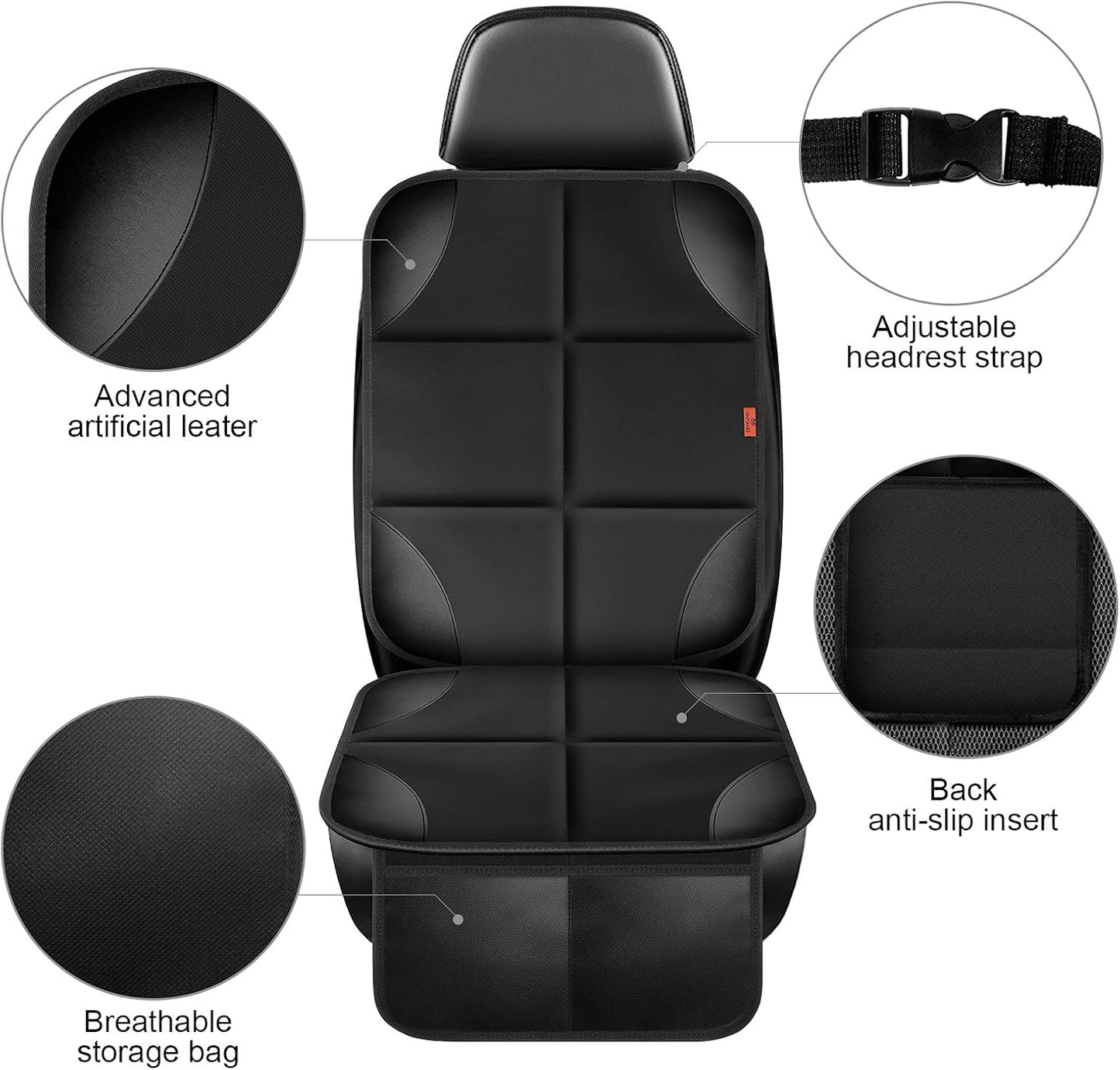 XHYANG Car Seat Protector 1 Pack Car Seat Cushion Mat Thickest Padding,Waterproof 600D Fabric Car Seat Covers for Non-Slip Backing Mesh Pockets for Baby and Pet (Gray, 1 Pc)