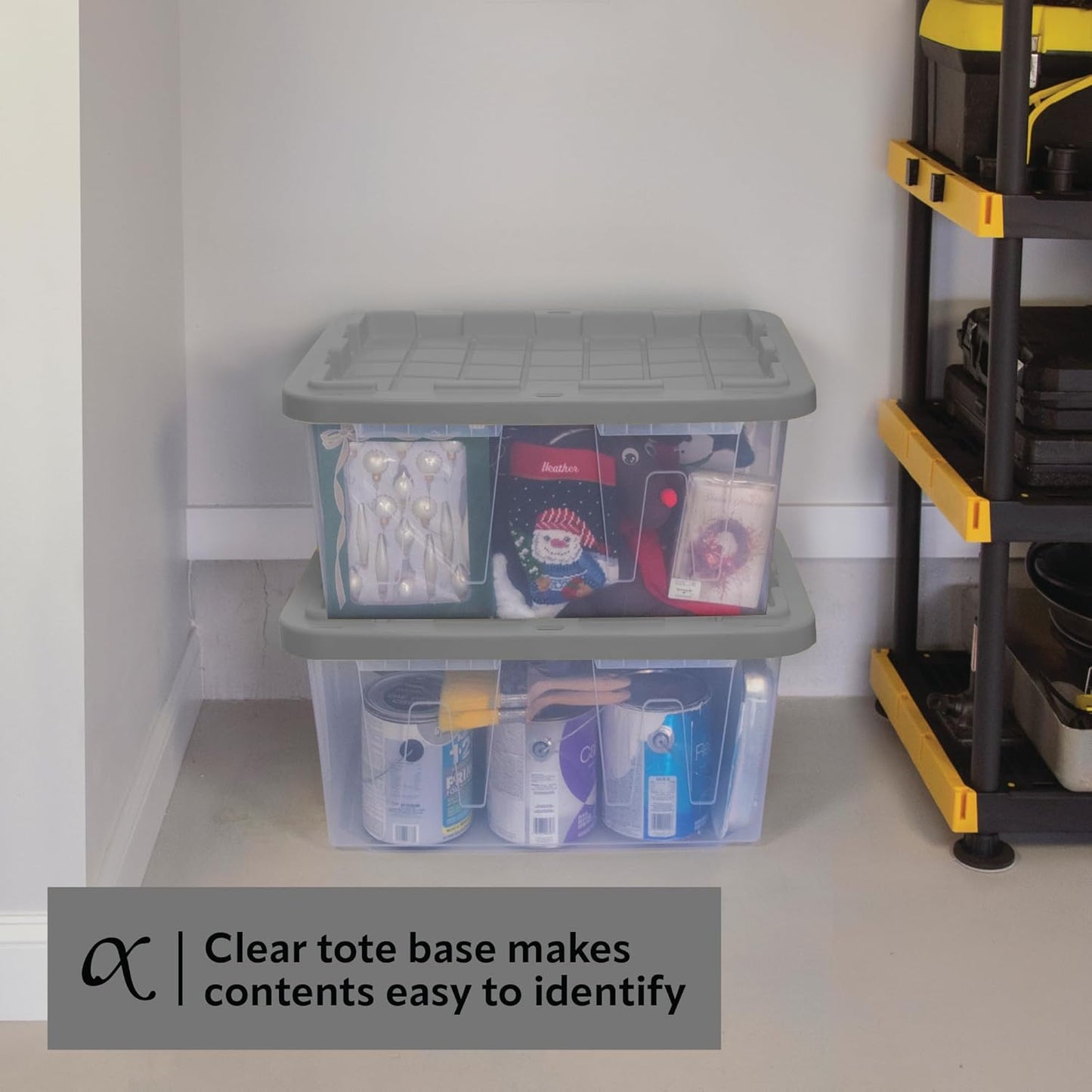 CX 27-Gallon Heavy Duty Clear Stackable Storage Bins with Lids, 2 Pack