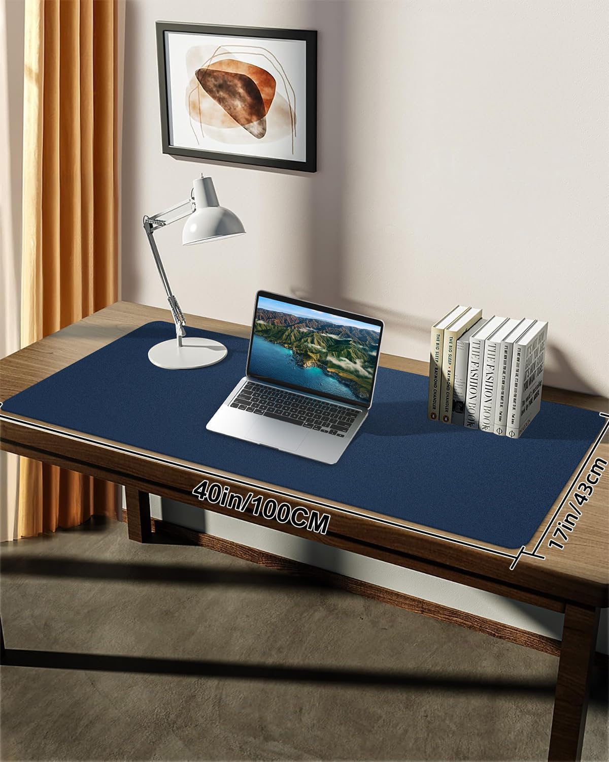 Non-Slip Desk mat,PULeather Desk Pad Protector, Office Desk Mat, Large Mouse Pad,Desk Blotter, Laptop Desk Pad, Waterproof Desk Writing Pad for Office and Home (Midmight Blue, 40" x 17")