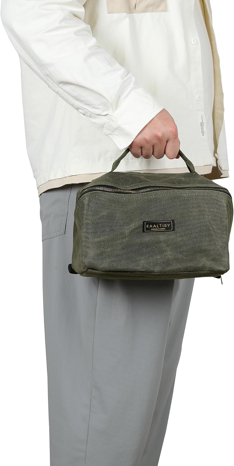 Canvas Tool Bag, Zippered Tool Pouch with Handle, 16 OZ Waxed Canvas Tool Storage Organizer | 2-Pack | 9.5"L x 10.5"W x 5.5"H (Opened) - Army Green