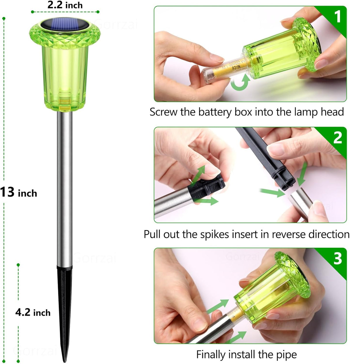 Solar Lights Outdoor 10 Pack Solar Pathway Lights Green Halloween Decorations Waterproof Yard Lighting for Outside Driveway Garden Walkway Path Landscape Lawn