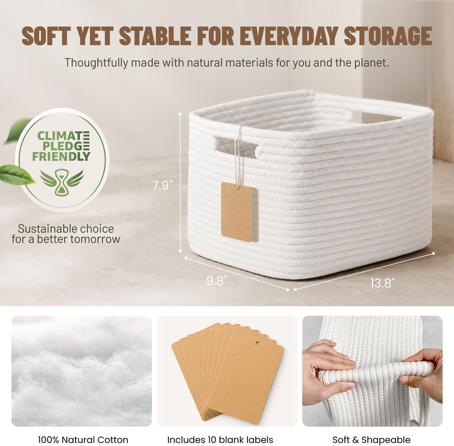 5 Pack Woven Storage Baskets, Decorative Storage Bins for Organizing