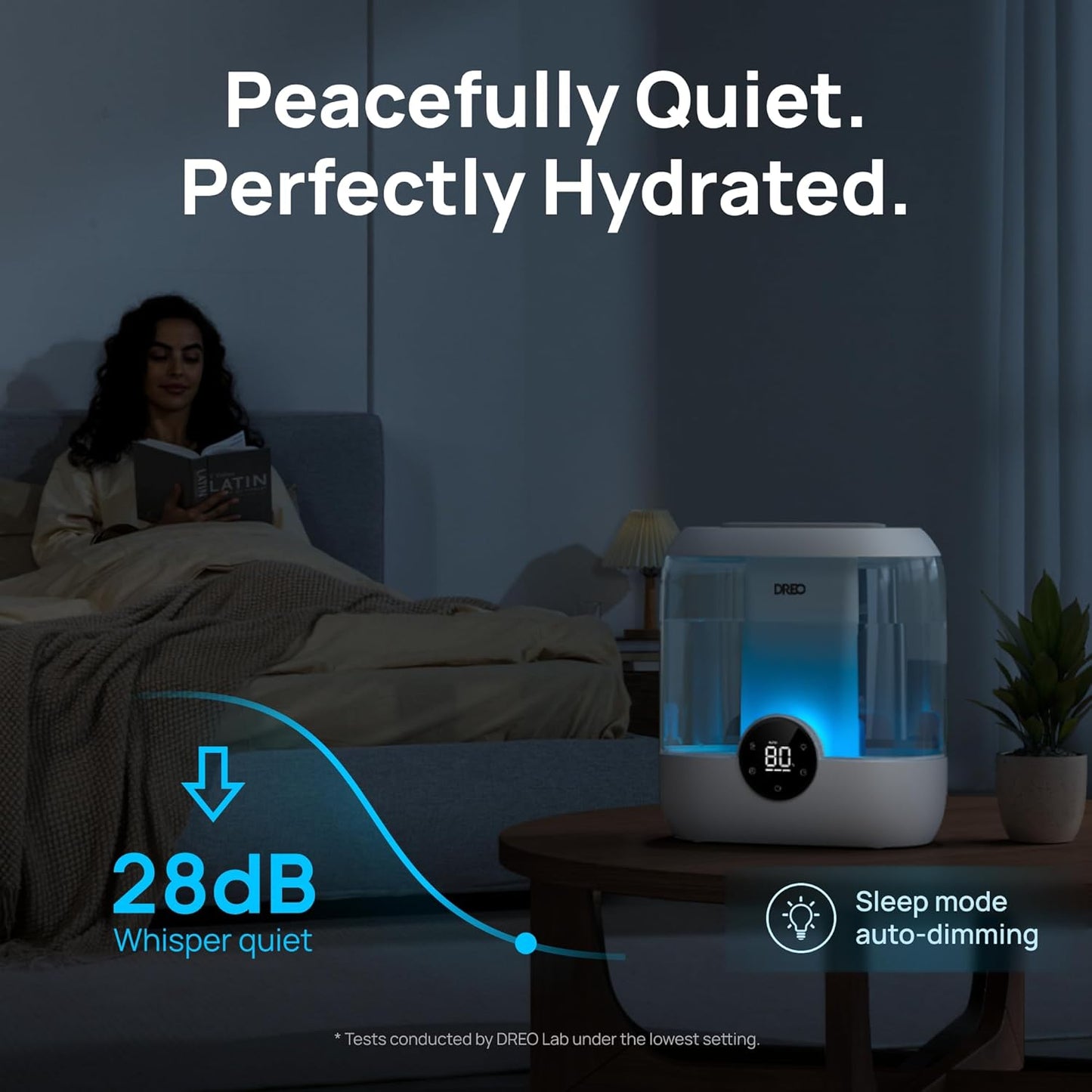 DREO Humidifiers for Bedroom, 6L Easy to Fill & Clean, 60H Runtime for Large room, 28 dB Quiet Cool Mist Air Humidifier for Plant, Baby Nursery, Home, Indoor, Night Light, Precise Humidity Control