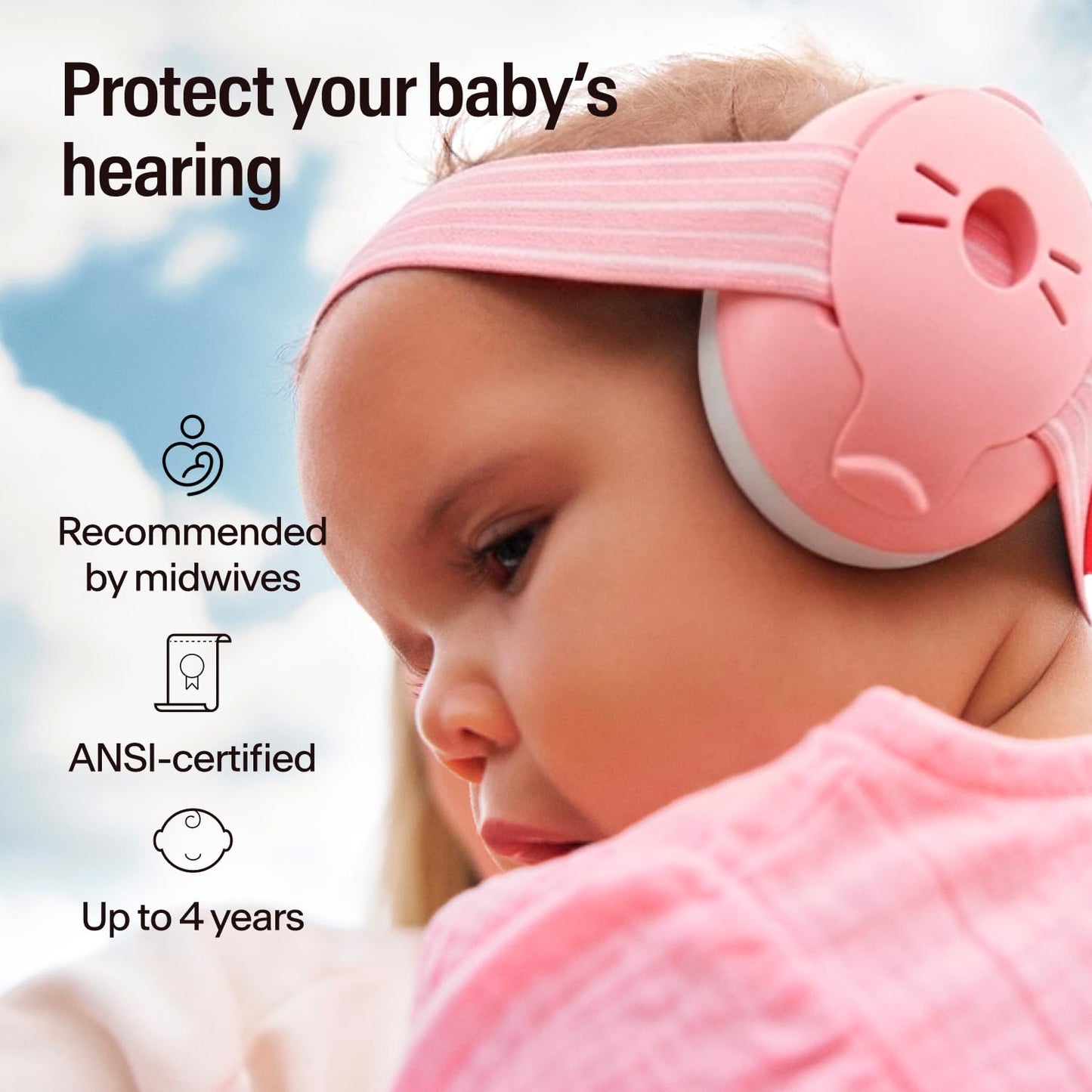 Alpine Muffy Baby Ear Protection for Babies and Toddlers up to 36 Months - CE & ANSI Certified - Noise Reduction Earmuffs - Comfortable Baby Headphones Against Hearing Damage & Improves Sleep - Blush