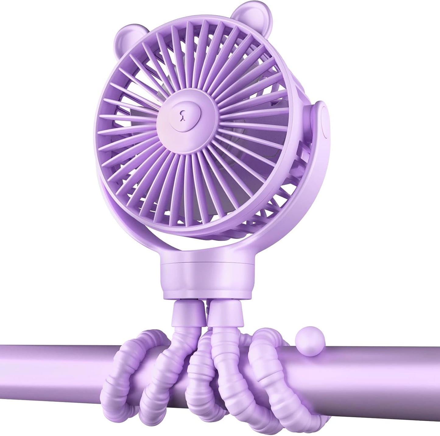 Portable Stroller Mini Fan, Small Rechargeable Personal Fan, Travel Essentials for Baby, Wagon, Car Seat, Treadmill, Battery Powered Biking Gear Accessories, 360° Rotation, 3-Speed, Display, Beige