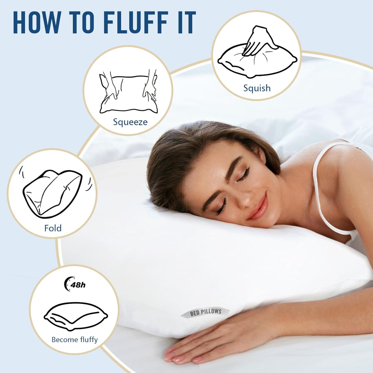 Piwaal Luxury Hotel Pillows for Sleeping 2 Pack,Bed Pillows Standard Size Set of 2,Down Alternative Filling,Pillows for Back,Stomach and Side Sleepers