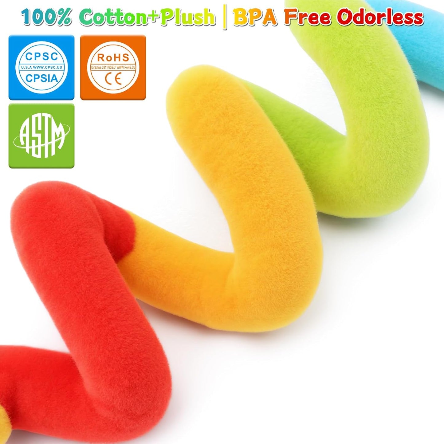 Spiral Car Seat Toys - Baby Sensory Soft Plush Hanging Toys for 0-12 Months Stroller Crib Accessories, Essentials for Expecting Moms & Baby Shower Registry Gift