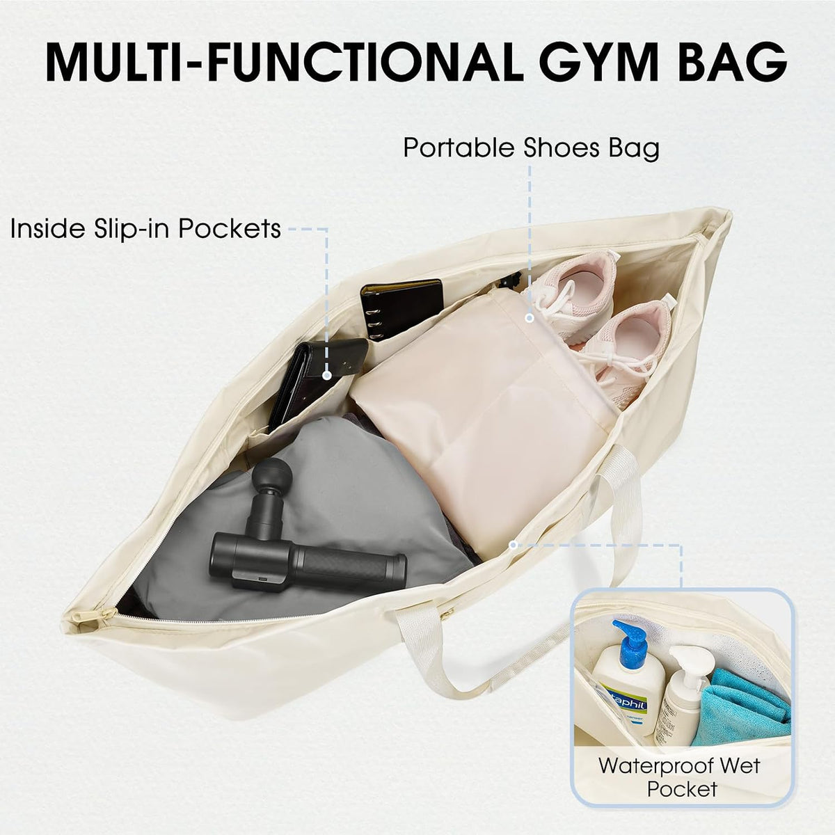 sportsnew Large Yoga Mat Bag Trolley Sleeve Gym Carrier Shoe Bag Wet Pocket