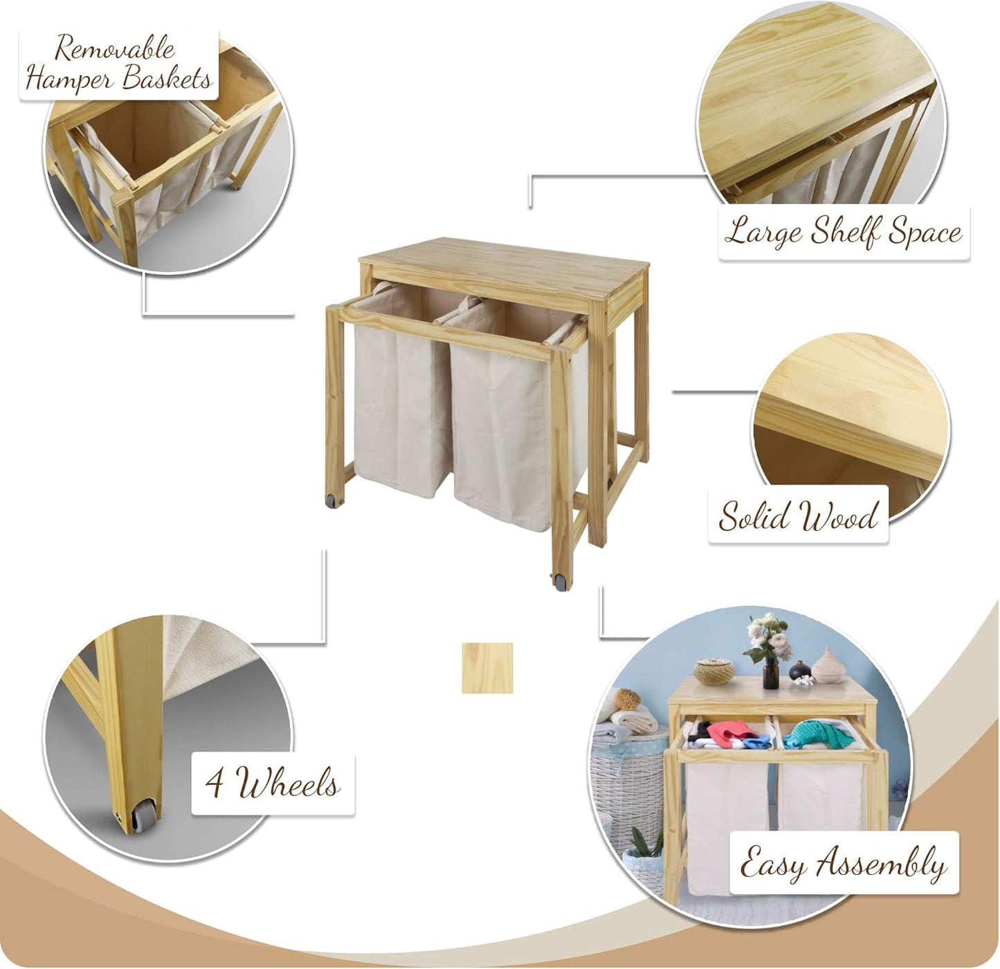 Casual Home Eco Home Laundry Prep Hamper, Natural