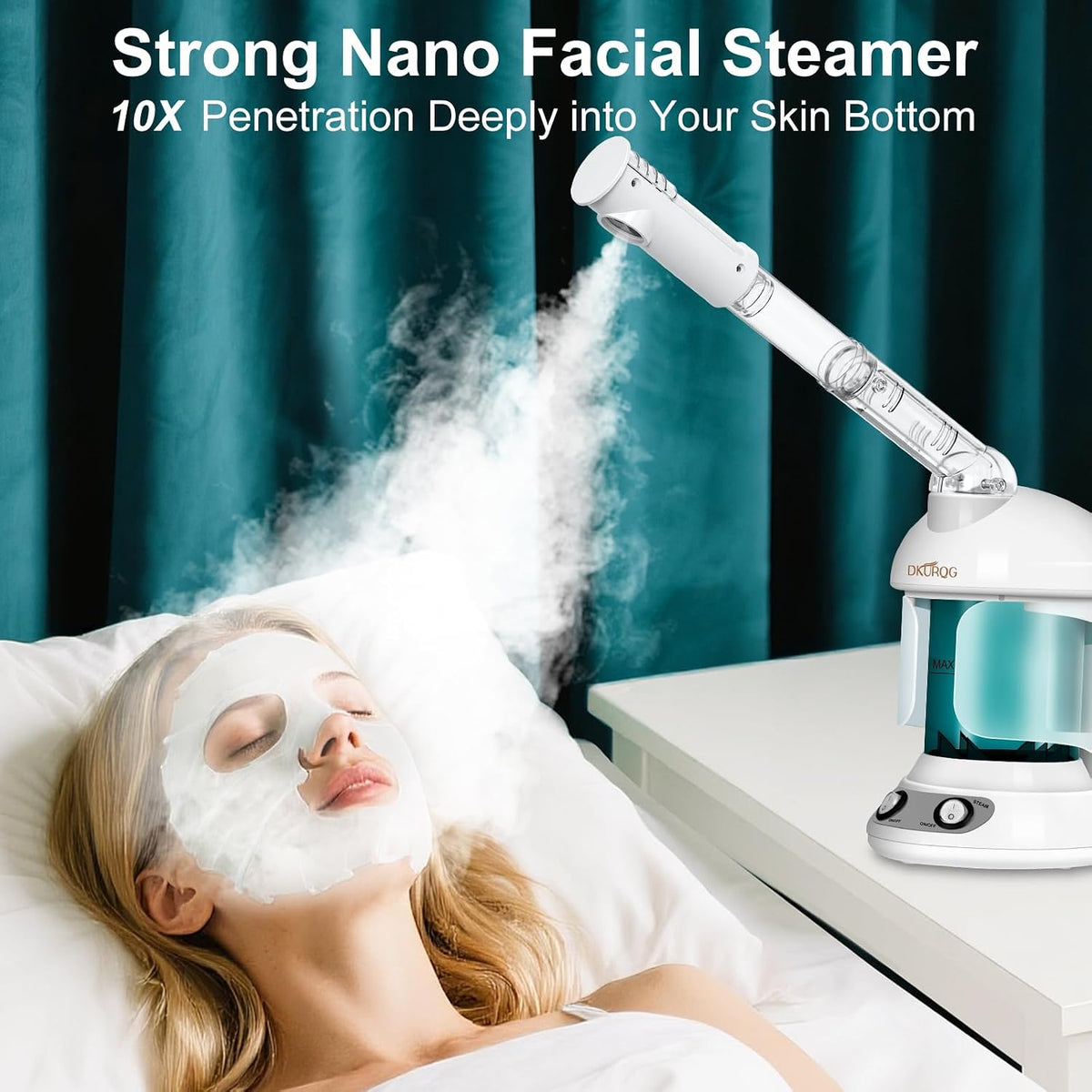 Facial Steamer with Extendable 360° Rotating Arm Blue