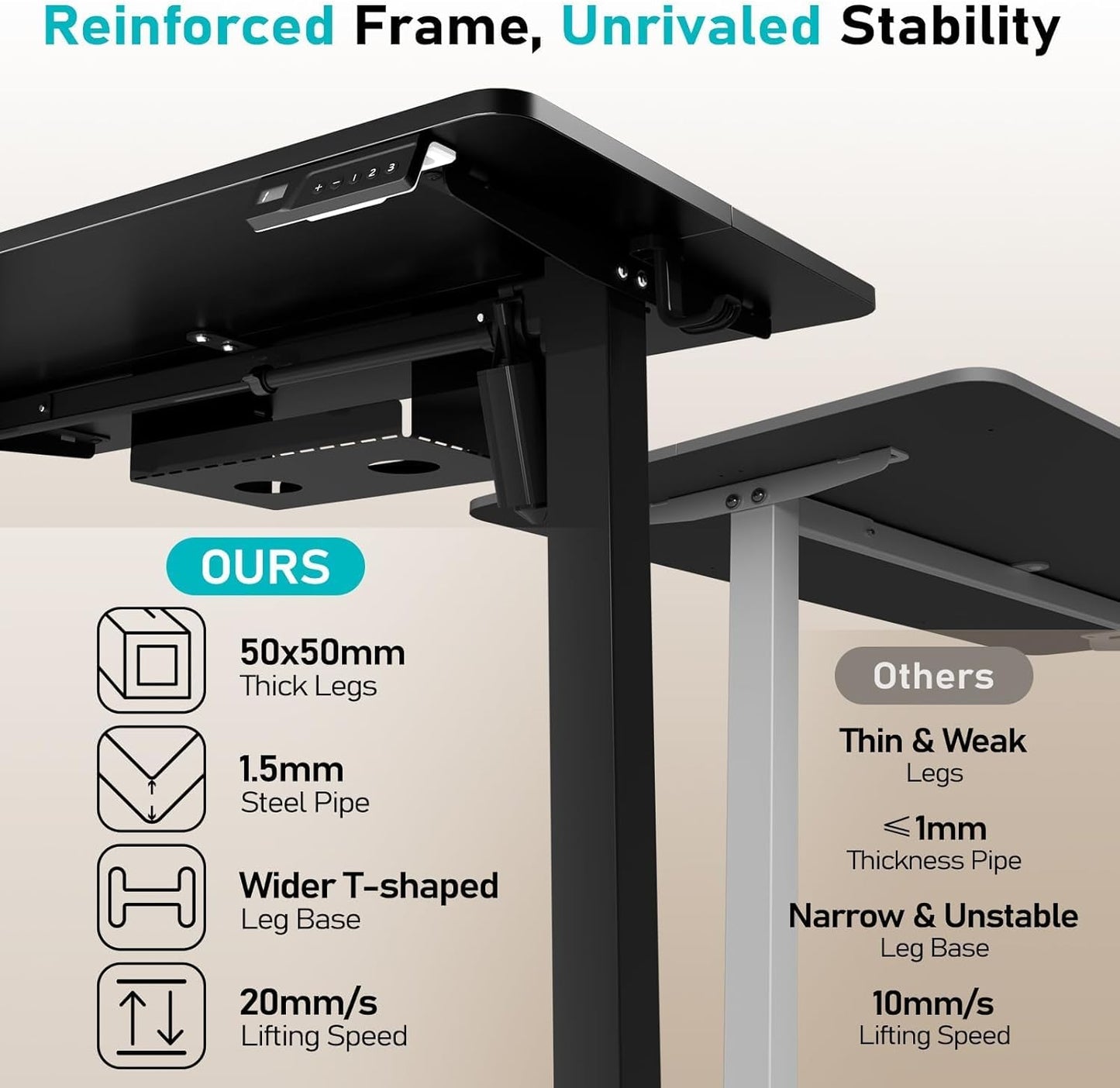 35" Electric Standing Desk Adjustable Height, Small Sit Stand Desk for Home Office & Computer Workstation, Compact Work Desk with Cable Management (Black)