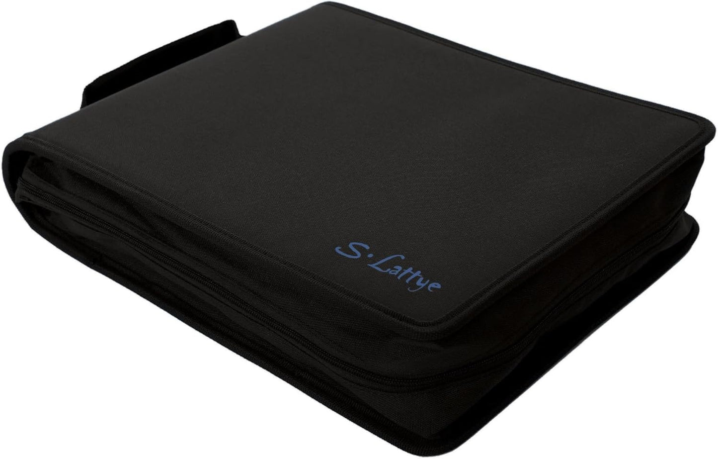 DVD CD Storage Case with Extra Wide Title Cover Pages for Blu Ray Movie Music Audio Disk (Portable Carrying Binder Holder Wallet Album Home Organizer Shelf)- Black, 192 Disk Units, 96 Booklet Pockets