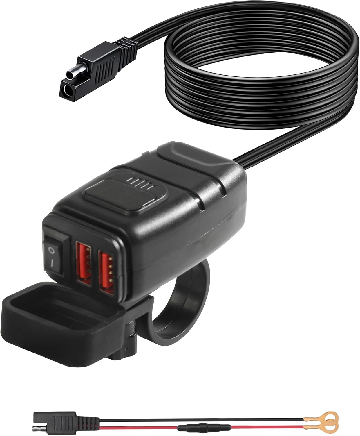 Bylikeho Motorcycle Phone Charger with Voltmeter & ON/Off Switch, SAE to USB Adapter for Phone, Tablet, GPS