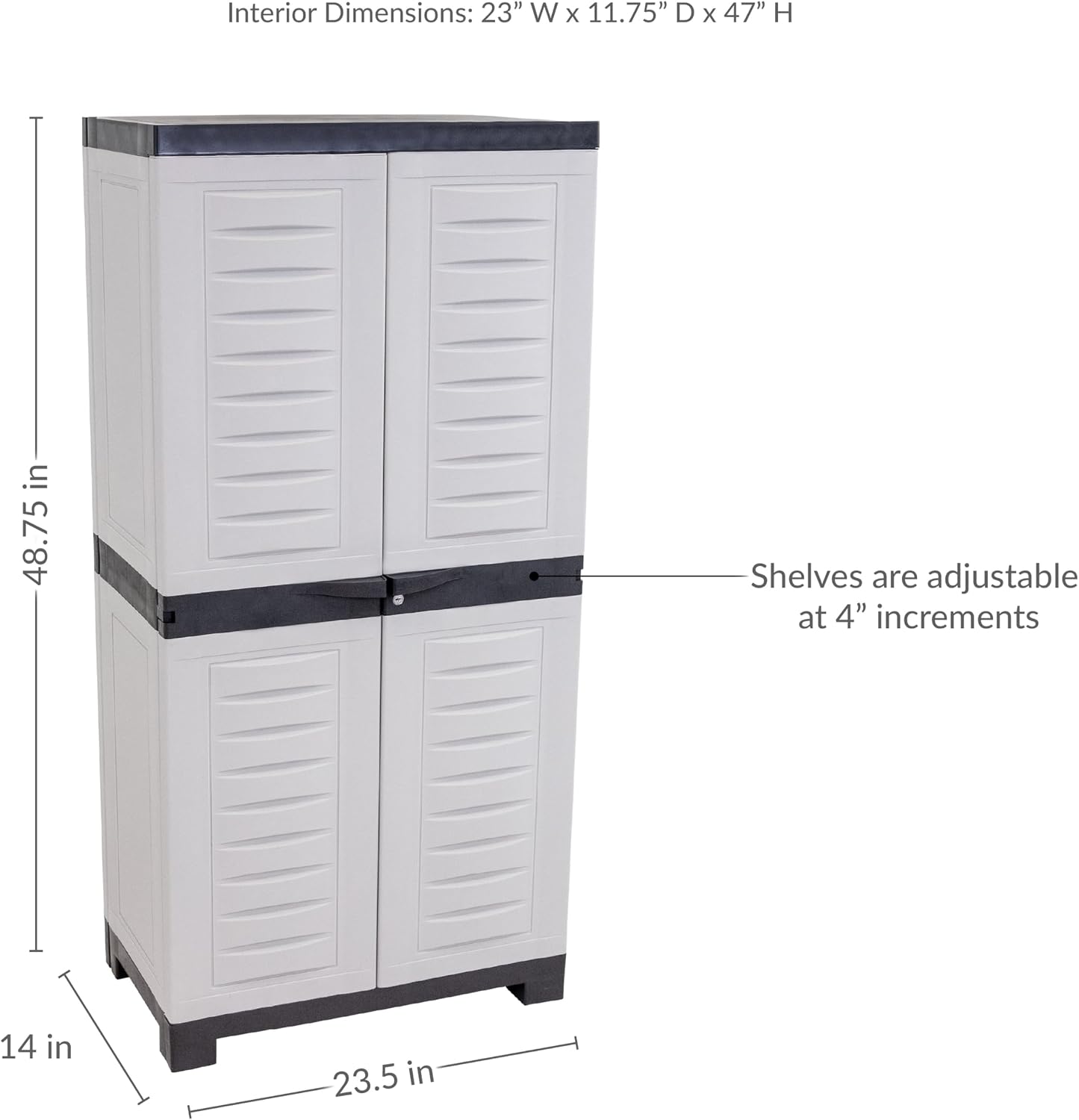 Sunnydaze 48" Garage Storage Cabinet with Locking Doors & Shelves, Gray | Heavy Duty Storage Cabinet with Plexiglass Doors Resists Rust & Peeling, Easy-Clean Utility Cabinet for Garage, Shed, Office