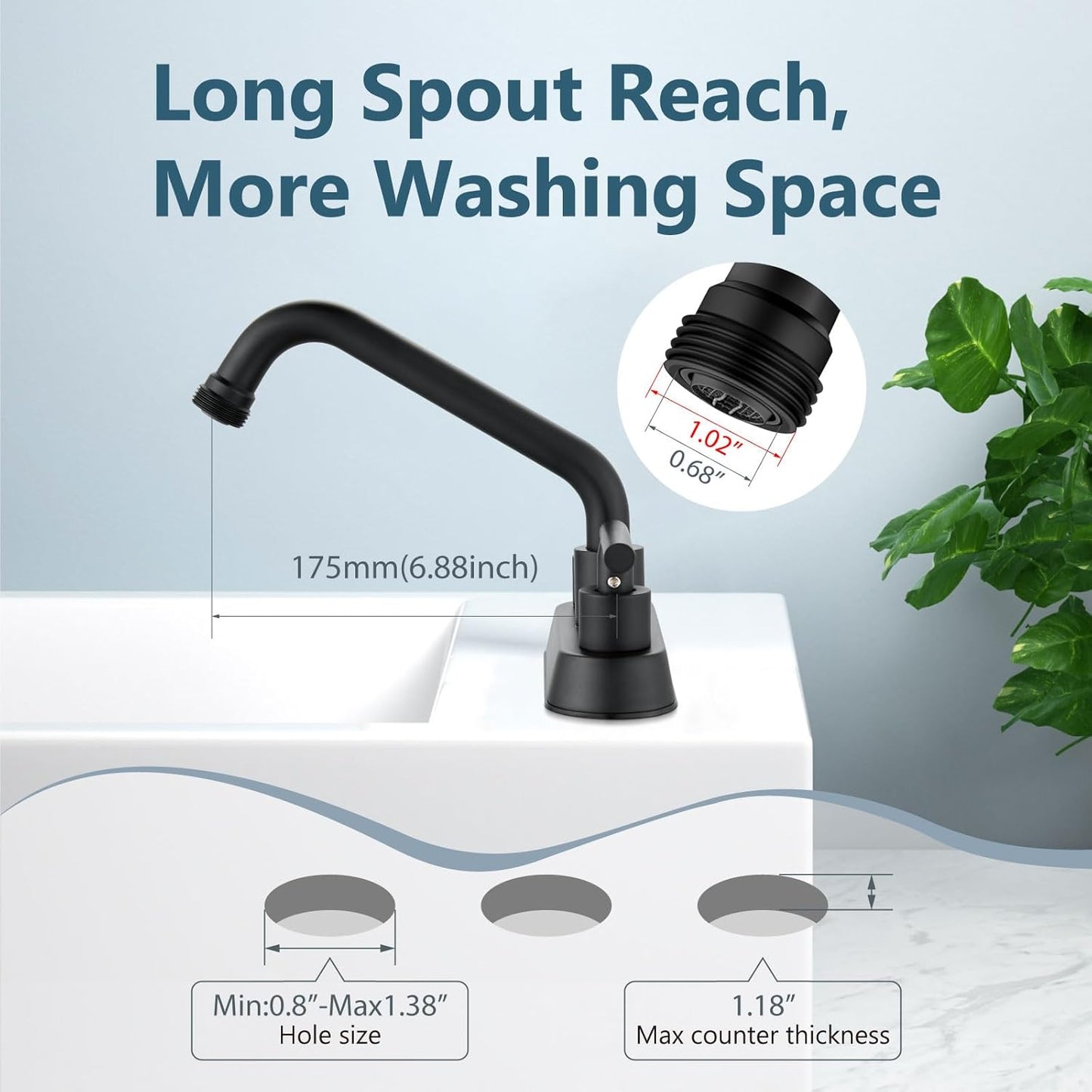Aolemi Utility Sink Faucet 4 Inch Centerset, Laundry Sink Faucets with Swivel Spout and 3/4" NPT Threaded End, Dual Handle Faucet for Laundry or Utility Room, Matte Black