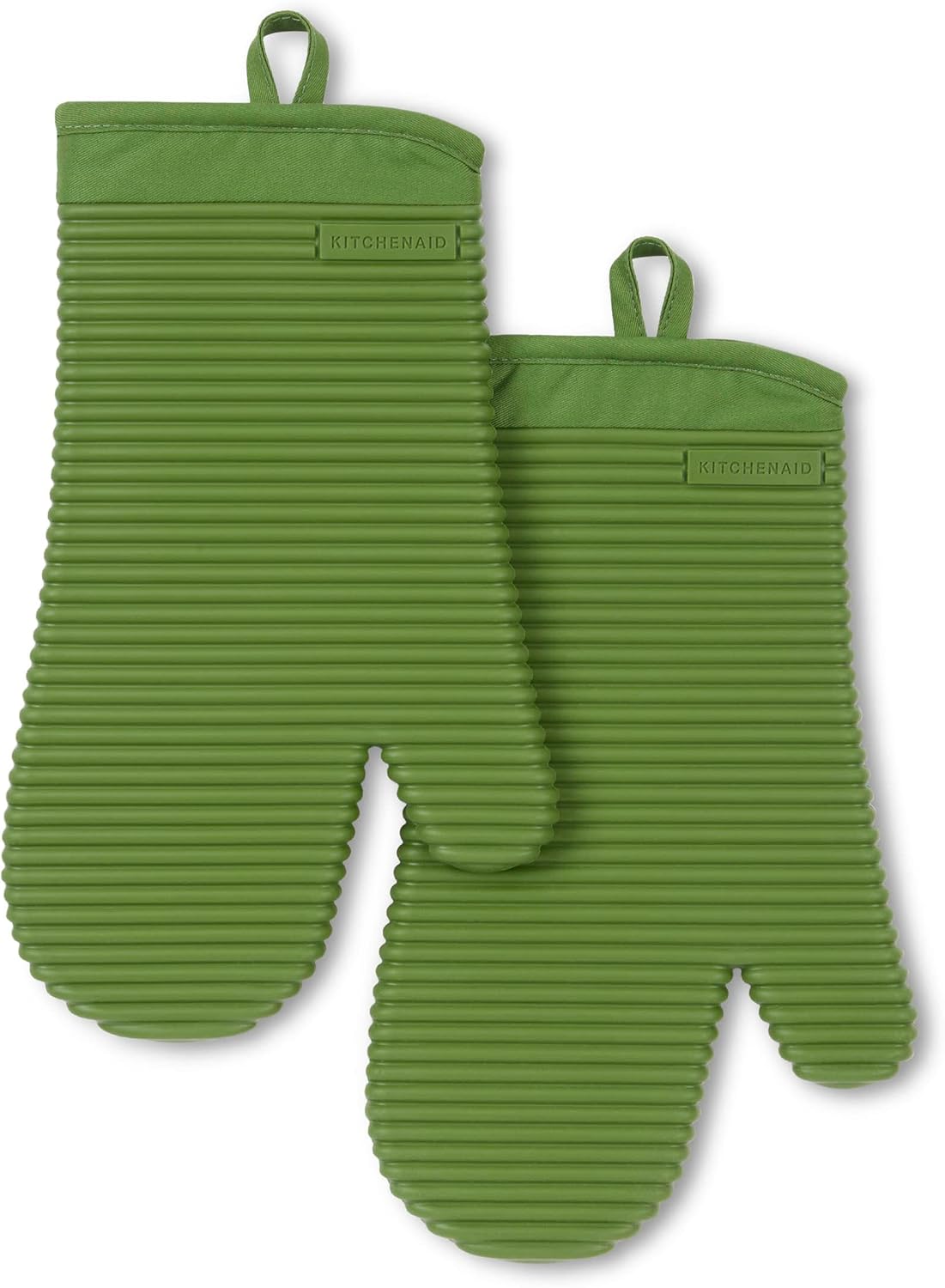 KITCHENAID Ribbed Soft Silicone Oven Mitt 2-Pack Set, 7.5"x13", Blue Velvet