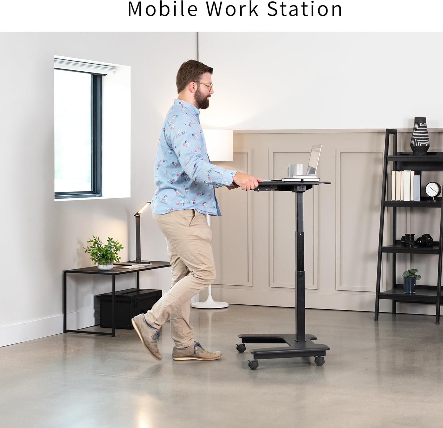 VIVO Black Electric Mobile Height Adjustable 36 inch Dual Platform Standing Desk with Wheels, Rolling Small Space Table, Sit Stand Workstation, DESK-V111VT